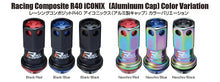 Load image into Gallery viewer, Project Kics 16+4 Neo Chrome Lock &amp; Lug Nuts R40 Iconix - 14X1.25 (Black Cap) - Back View