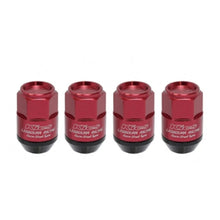 Load image into Gallery viewer, Project Kics Leggdura Racing Shell Type Lug Nut 35Mm Closed-End Look 16 Pcs + 4 Locks 12X1.25 Red - Side View