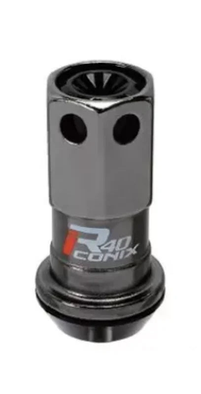 Project Kics R40 Iconix 12x1.50 Black Lug Nut (Black Seat) - 1pc - Side View