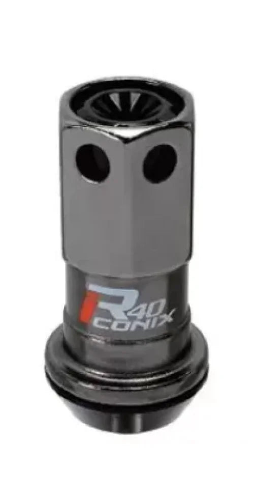Project Kics R40 Iconix 12x1.50 Black Lug Nut (Black Seat) - 1pc - Side View