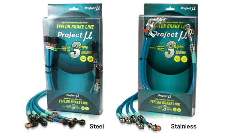 Project Mu Mitsubishi Lancer Evo CT9A Green Brake Lines - Side View