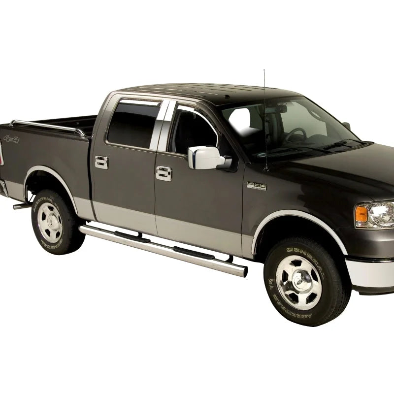 Putco 04-14 Ford F-150 Reg Cab/Ext Cab/Super Crew F-150 (w/o Factory Flares) - Full SS Fender Trim - Back View