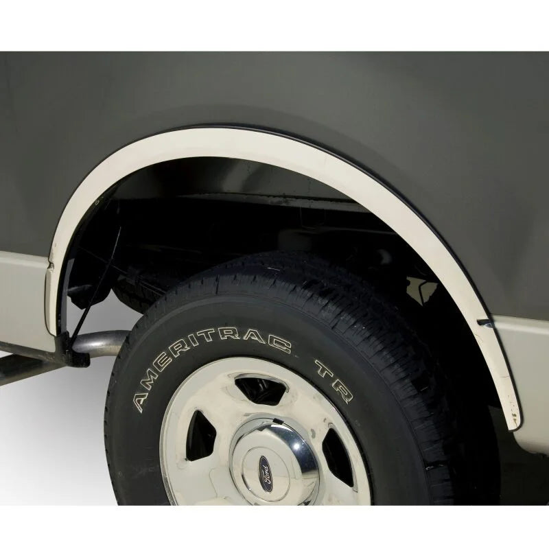 Putco 04-14 Ford F-150 Reg Cab/Ext Cab/Super Crew F-150 (w/o Factory Flares) - Full SS Fender Trim - Installation View