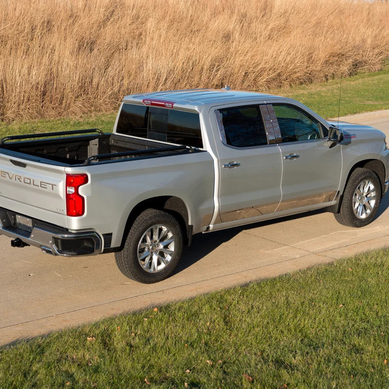 Putco 07-13 Silverado Crew Cab 6.5 Short Box - 6in Wide - 14pcs Stainless Steel Rocker Panels - Back View