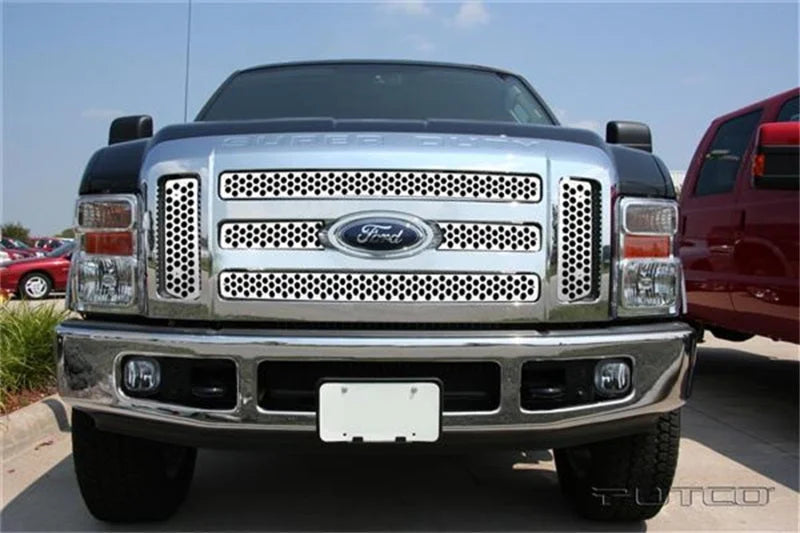 Putco 08-10 Ford SuperDuty (Will not Fit XL/FX4) Punch Stainless Steel Grilles - Side View
