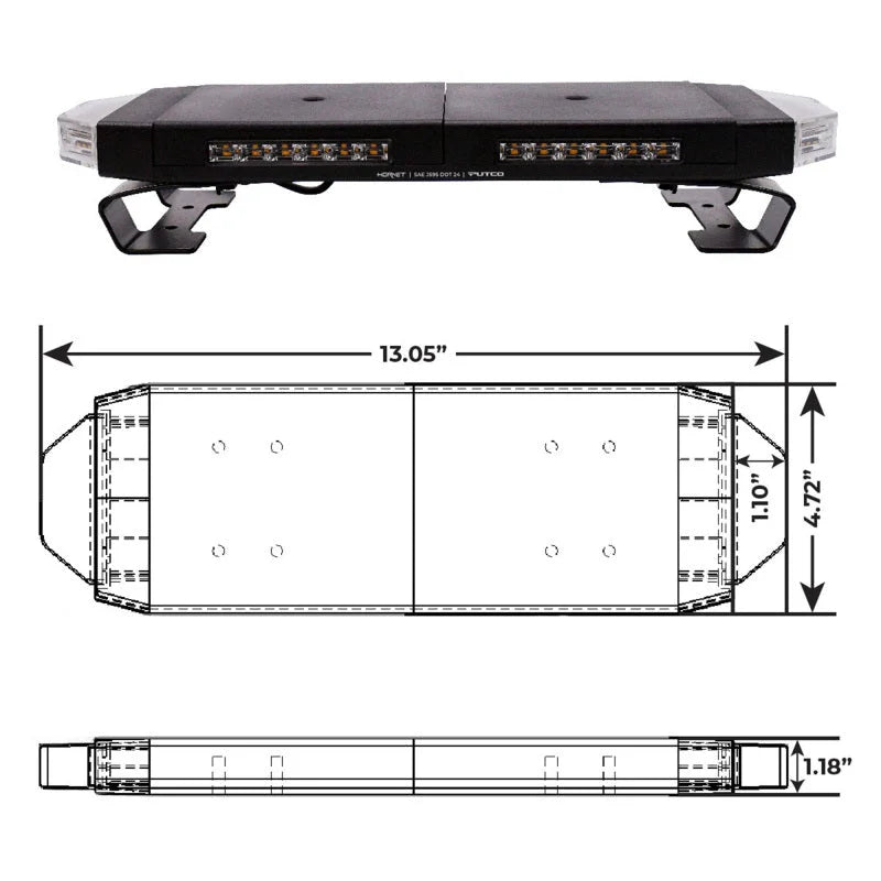 Putco 16in Hornet Light Bar - (Amber) LED Stealth Rooftop Strobe Bar - Additional View 9