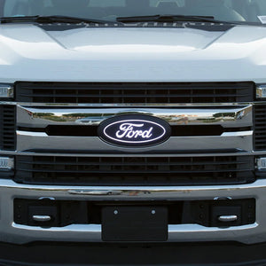 Putco 17-19 Ford SuperDuty Front Luminix Ford LED Emblem - w/ Camera CutOut - Main Product View