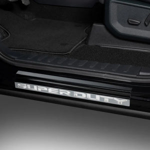 Putco 17-20 Ford SuperDuty Reg/Super Cab w/ SUPERDUTY Etching (2pcs) Black Platinum Door Sills