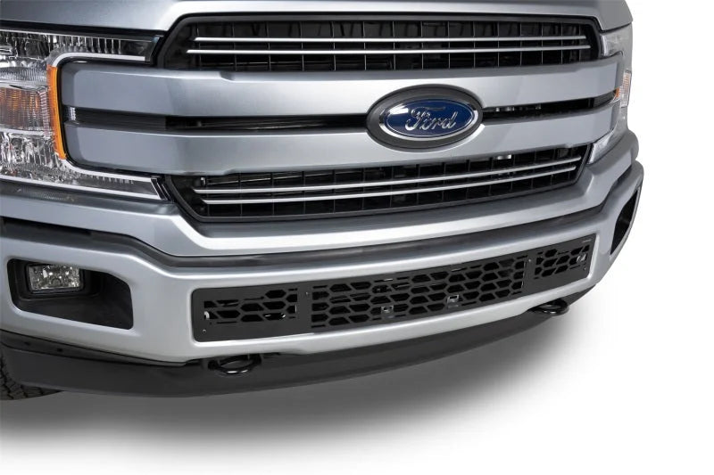 Putco 18-20 Ford F-150 - Hex Shield - Black Powder Coated Bumper Grille Inserts - Installation View