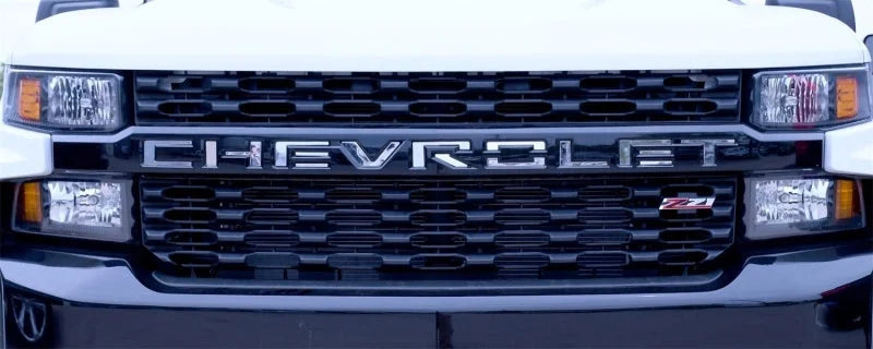 Putco 19-20 Chevy Silverado LD - Grille Letters - Stainless Steel Chevrolet Letters - Side View