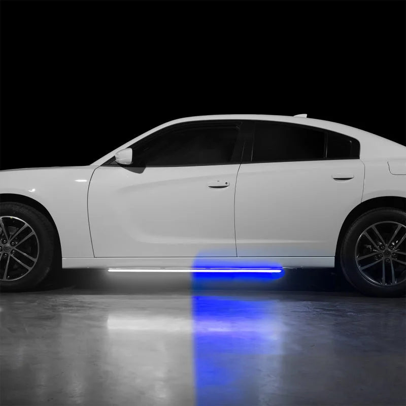 Putco 2011-2022 Dodge Charger Police Pursuit Blade Rocker Kits Sideliners - Amber/White - Side View
