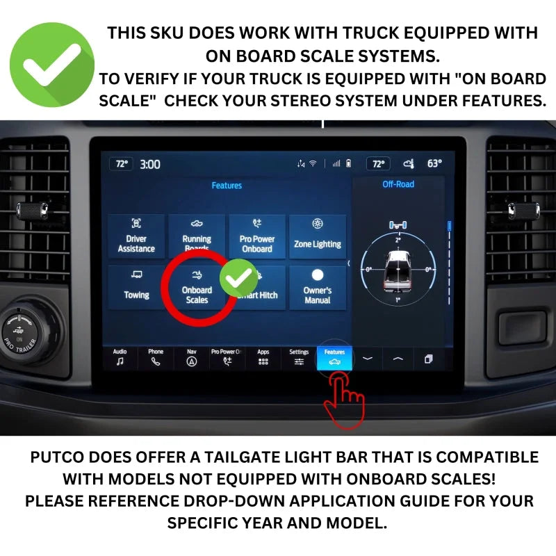 Putco 21-23 Ford F-150 60In Direct Fit Red Blade Kit Tailgate Bars w Factory LED Taillamps - Installation View
