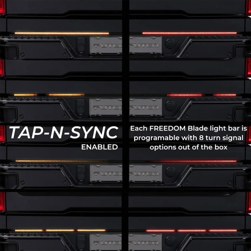 Putco 21-23 Ford F150 w/Factory LED Taillights 60in Freedom Blade LED Tailgate Light Bar - Installation View