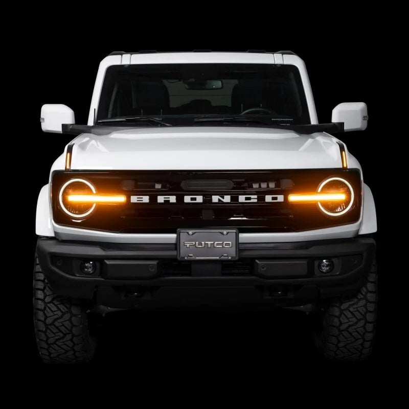 Putco 22-24 Ford Bronco Luminix DRL LED Light Hood Limb Riser (Factory Hood Side Hinge Replacments) - Back View