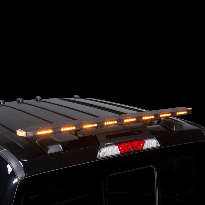 Putco 48In Universal 48In Tri Color Hornet Light (Amber/Blue/White) - LED Stealth Rooftop Strobe Bar - Back View