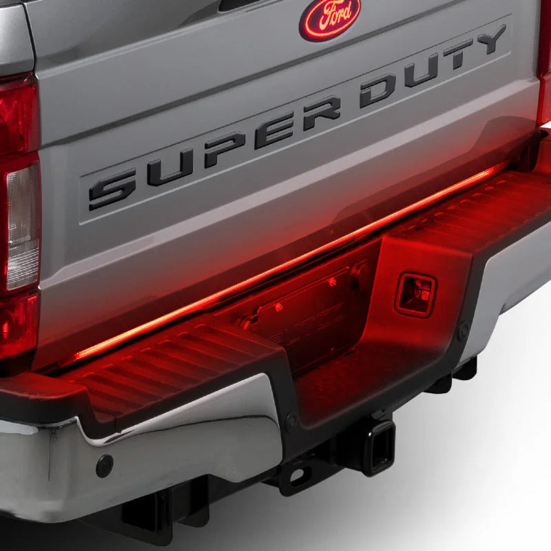 Putco 60in Red Blade LED Tailgate Light Bar for Ford Turcks w/ Blis and Trailer Detection - Installation View
