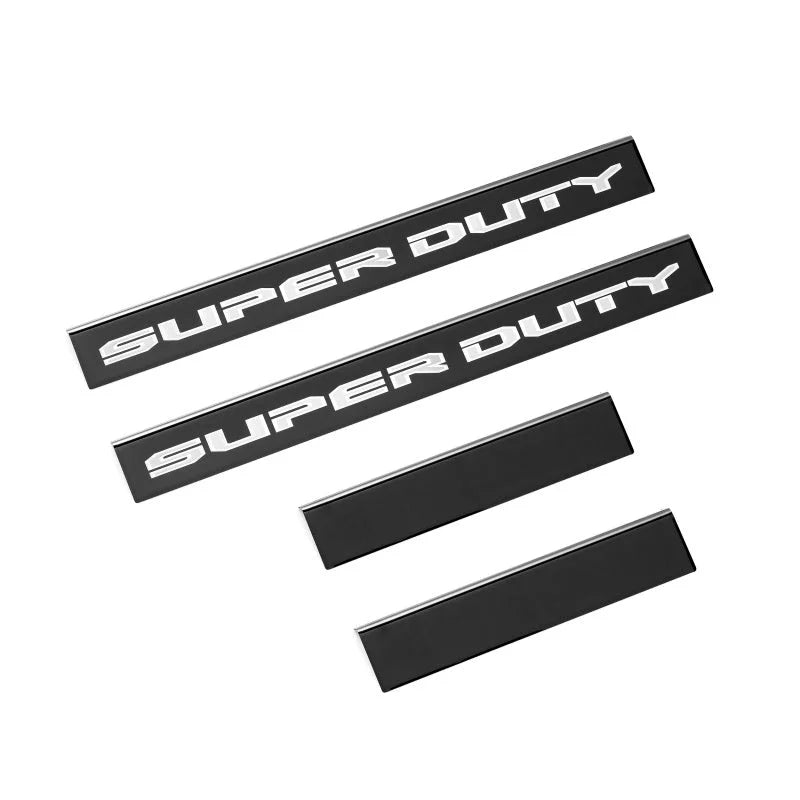 Putco 99-16 Ford SuperDuty Crew Cab w/ SUPERDUTY Etching (4pcs) Black Platinum Door Sills - Installation View