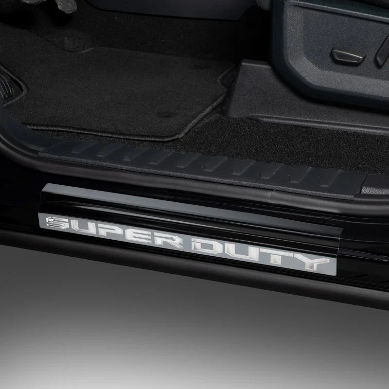 Putco 99-16 Ford SuperDuty Crew Cab w/ SUPERDUTY Etching (4pcs) Black Platinum Door Sills - Additional View 5