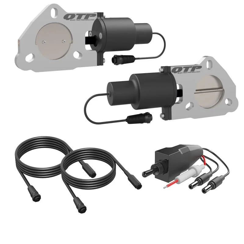 QTP 2.25in Bolt-On QTEC Dual Electric Cutout Valves - Pair - Detail View
