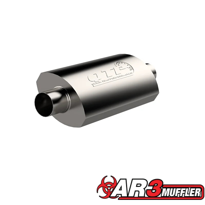 QTP 2.5in Weld-On 304SS AR3 Muffler - Side View