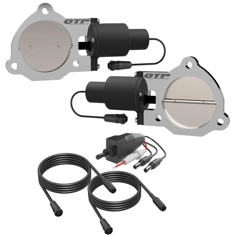 QTP 3.5in Bolt-On QTEC Dual Electric Cutout Valves - Pair - Side View