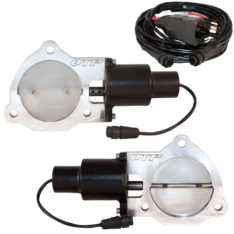 QTP 3.5in Bolt-On QTEC Dual Electric Cutout Valves - Pair - Detail View