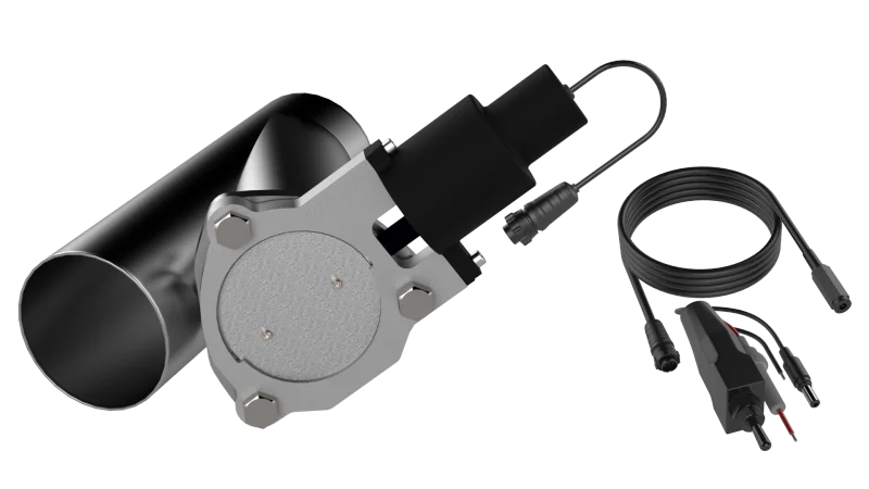 QTP 3.5in Bolt-On QTEC Electric Cutout Valve - Single - Side View