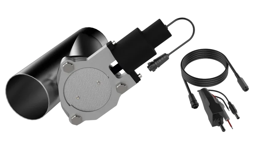 QTP 3.5in Bolt-On QTEC Electric Cutout Valve - Single - Side View