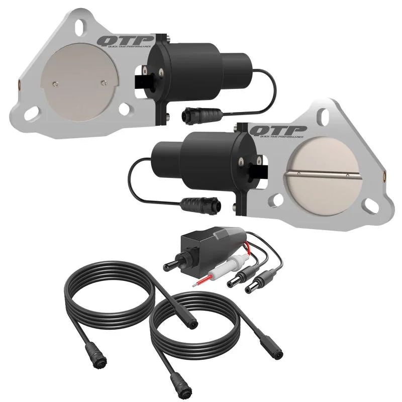 QTP 3in Bolt-On QTEC Dual Electric Cutout Valves - Pair - Side View