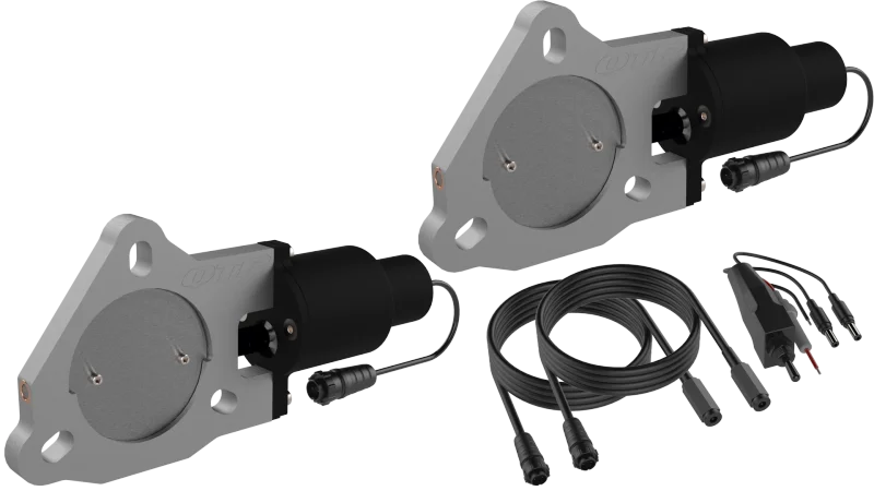 QTP 3in Bolt-On QTEC Dual Electric Cutout Valves - Pair - Back View
