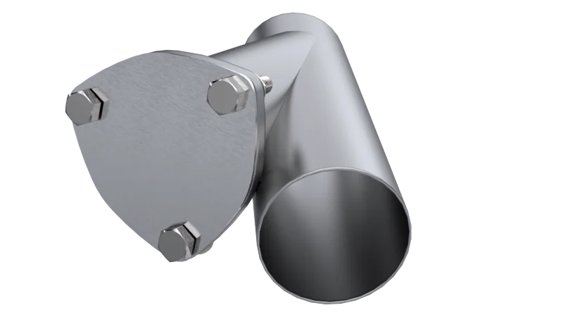 QTP 3in Weld-On QTEC Exhaust Cutout Y-Pipe - Side View
