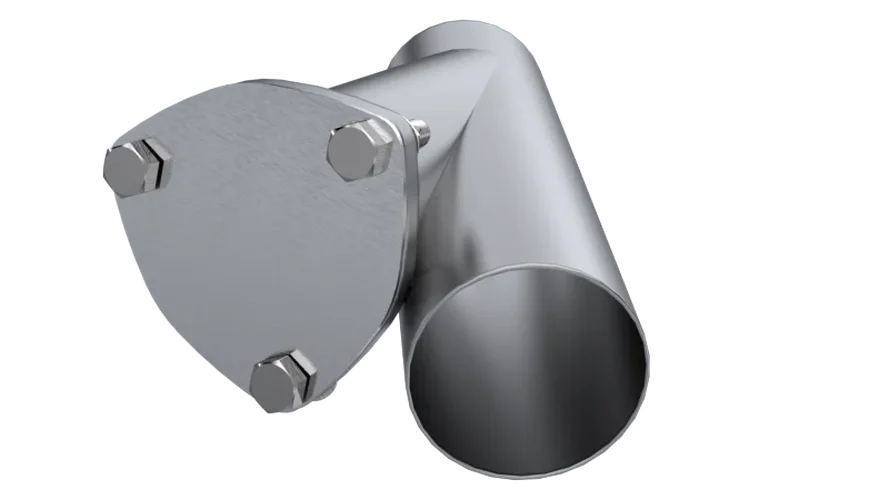 QTP 3in Weld-On QTEC Exhaust Cutout Y-Pipe - Side View