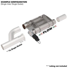 Load image into Gallery viewer, QTP 3in Weld-On Reverse 304SS Screamer Muffler Short Case w/Bolt-On QTEC Electric Cutout - Side View