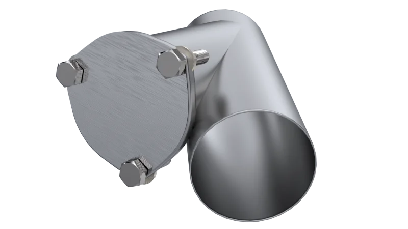 QTP 4in Weld-On QTEC Exhaust Cutout Y-Pipe - Back View