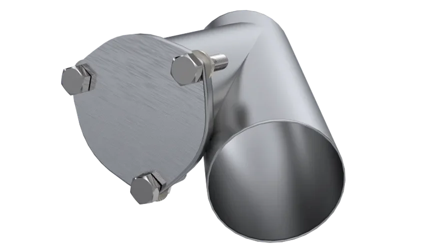 QTP 4in Weld-On QTEC Exhaust Cutout Y-Pipe - Back View