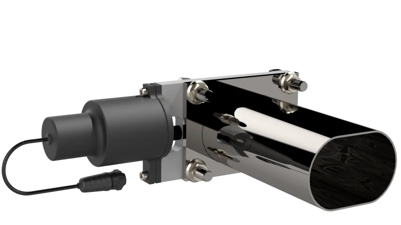 QTP Bolt-On QTEC Low Profile Oval Electric Cutout Valve - Side View
