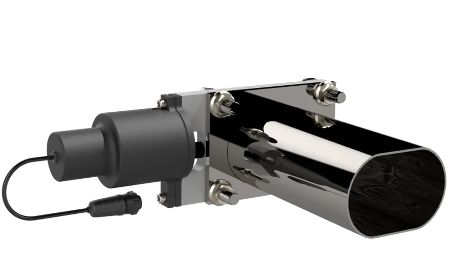 QTP Bolt-On QTEC Low Profile Oval Electric Cutout Valve - Side View