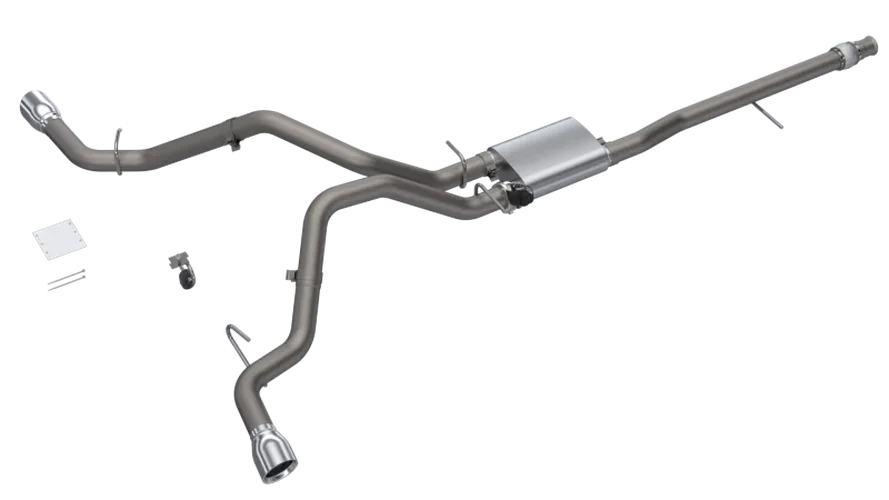 2014-2018 Silverado/Sierra QTP Screamer Split Rear Exit Cat Back - Back View
