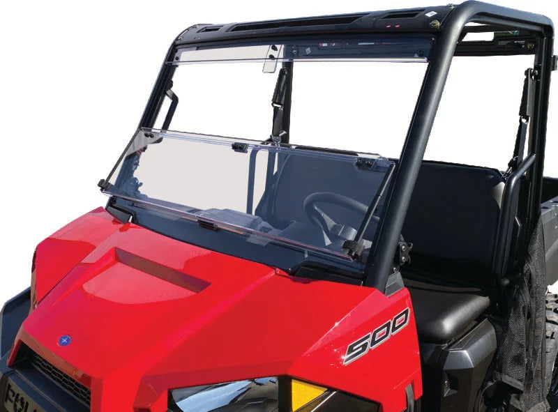QuadBoss 17-21 Polaris Ranger 500 Windbreak Folding Windshield - Side View