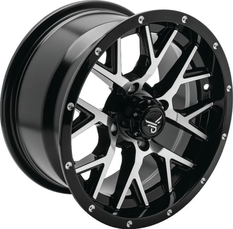 QuadBoss Barbwire 14X7 - 5+2 - 4/110 - Black Machined - Side View