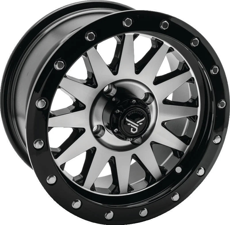 QuadBoss Wagon 14X7 - 5+2 - 4/110 - Black Machined - Side View
