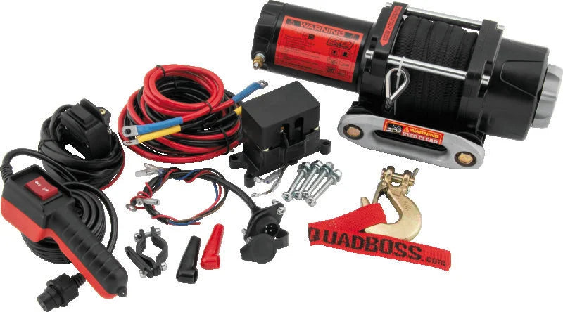 QuadBoss Winch 2500Lb W/Synthetic Rope - Side View