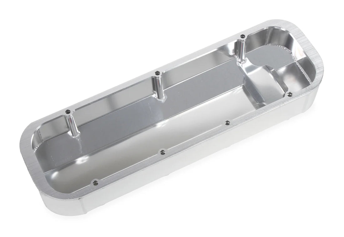 Quick Fuel Technology Quick Fuel Fabricated Aluminum Valve Cover - Silver Finish fits Chevrolet BIG Block - Side View