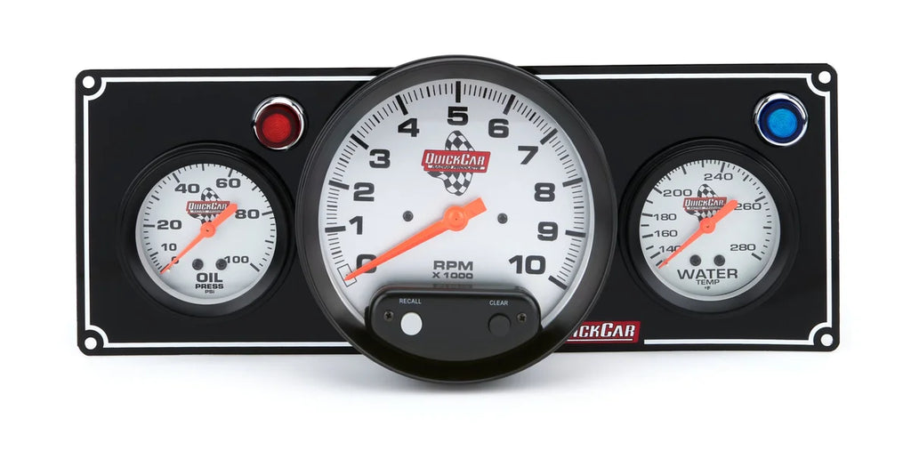 Quickcar Racing 2-1 Gauge Panel OP/WT w/ 5in Tach Black 61-6731