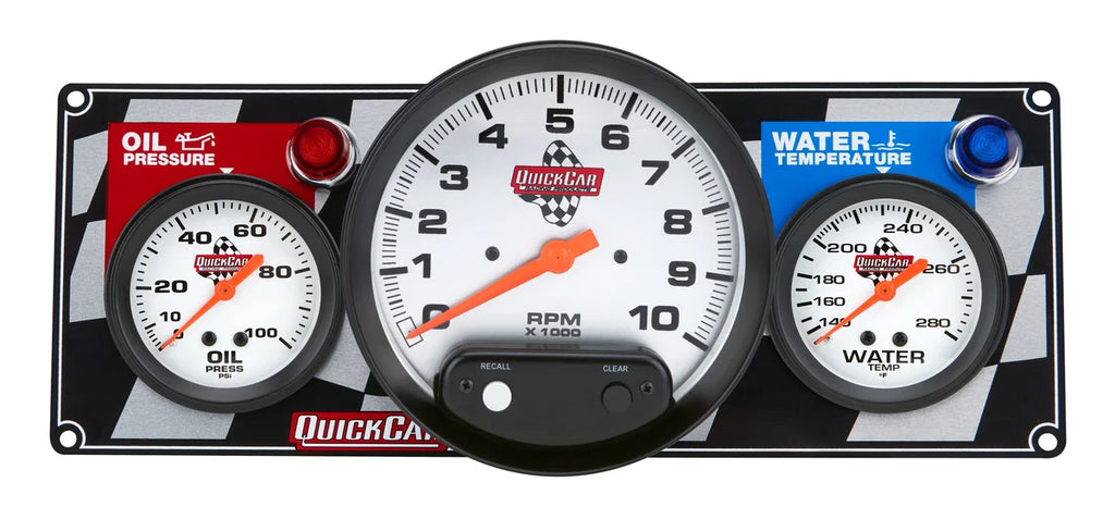 Quickcar Racing 2-1 Gauge Panel Tach OP/WT 61-6031