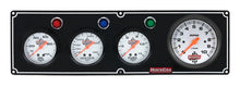 Load image into Gallery viewer, Quickcar Racing 3-1 Gauge Panel OP/WT/FP w/3-3/8in Tach Black 61-67423