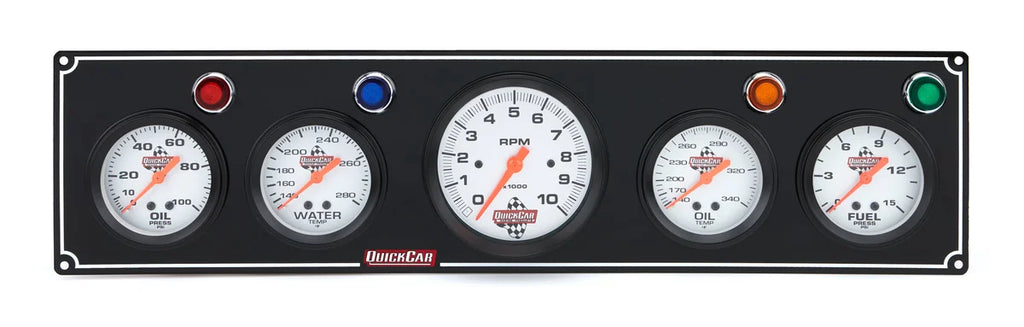 Quickcar Racing 3-1 Gauge Panel OP/WT/OP /FP w/3-3/8in Tach Black 61-67513