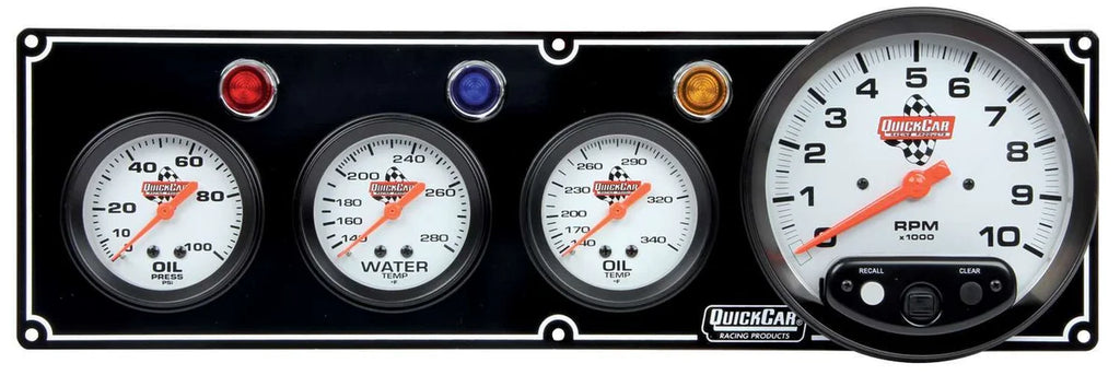 Quickcar Racing 3-1 Gauge Panel OP/WT/OT w/5in Tach Black 61-6741