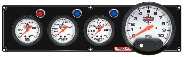 Quickcar Racing 3-1 Gauge Panel OP/WT/WP Black 61-6746