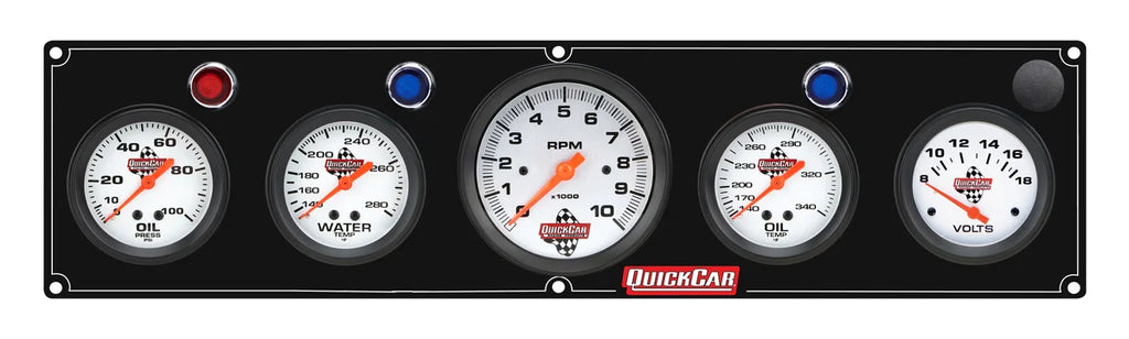 Quickcar Racing 4-1 Gauge Panel OP/WT/OT/VT Black 61-67573